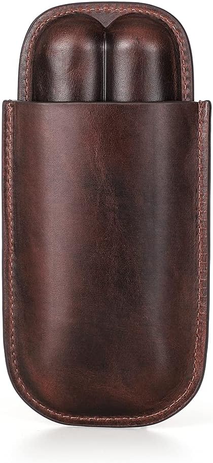 Étui Cigare 2 Compartiments en Cuir – Le Noyer